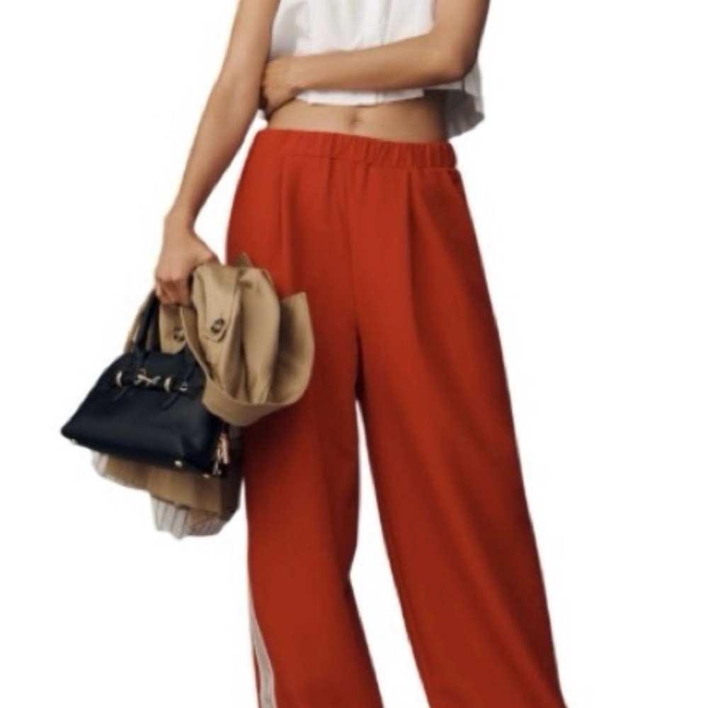 NWT Maeve Wide Leg Pull- On Track Pants Red Size XL But Fits More Like XXL - Picture 4 of 6